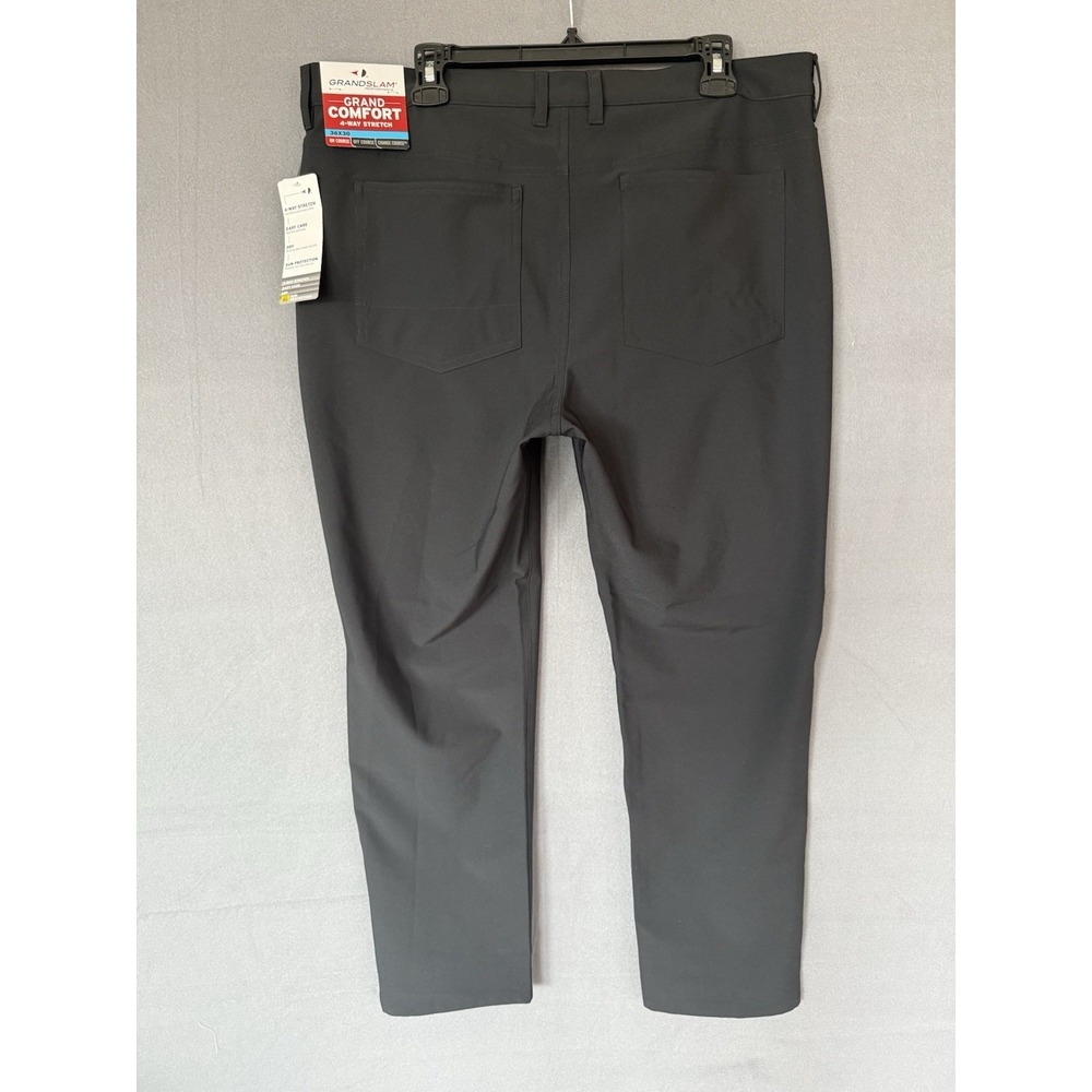 Grand Slam Mens Grand Comfort 4-Way Stretch Golf Pants 36x30 Gray UPF 50 NEW